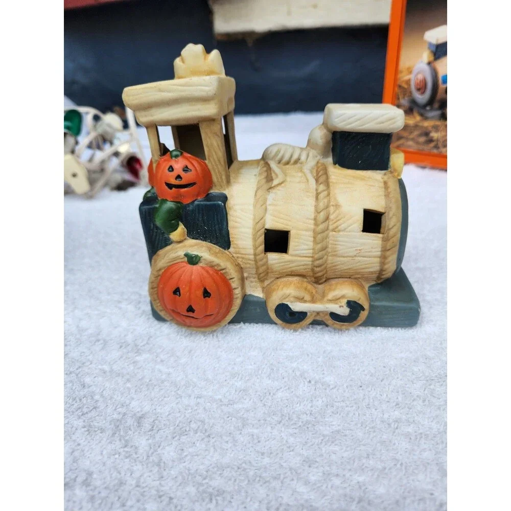 Vintage 90s Halloween train set 3 Pc Lighted Eerie Express decor Spooky pumpkin